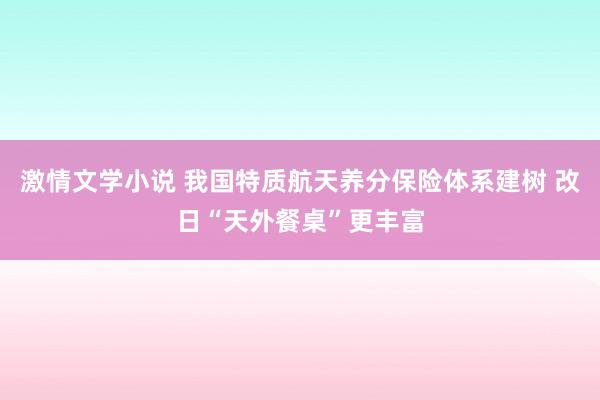 激情文学小说 我国特质航天养分保险体系建树 改日“天外餐桌”更丰富