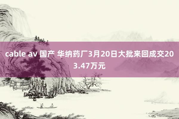 cable av 国产 华纳药厂3月20日大批来回成交203.47万元