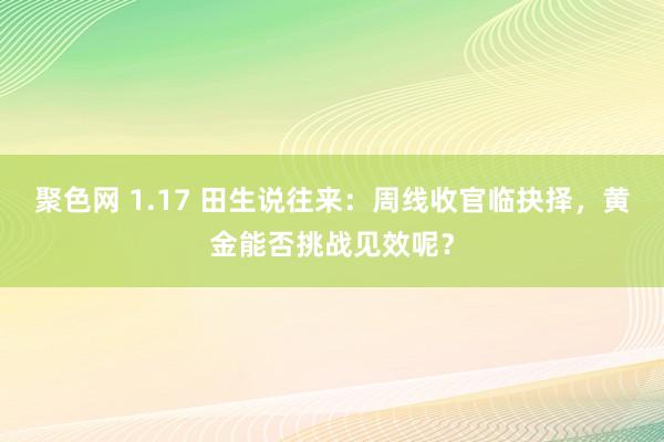 聚色网 1.17 田生说往来：周线收官临抉择，黄金能否挑战见效呢？